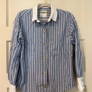 Abercrombie & Fitch Navy and White Striped Shirt